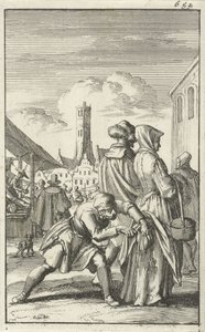 Woman in a Market Being Robbed of Her Purse by Jan Luyken